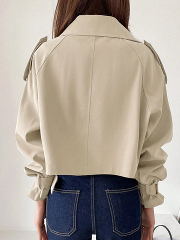 DAZY Ladies' Solid Color Simple Daily Trench Coat With Long Sleeves