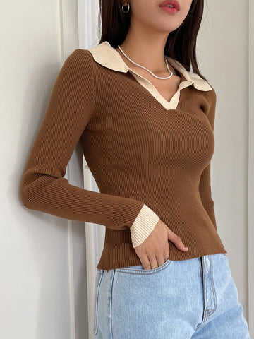 DAZY Solid Color Casual Business Style Turtleneck Fitted Sweater