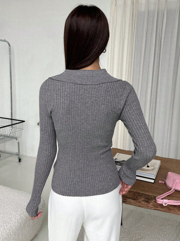 DAZY Women's Contrast Color Pullover Sweater