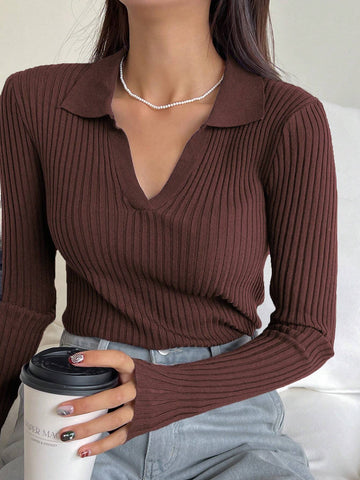 DAZY Solid Color Casual Business Style Turtleneck Fitted Sweater