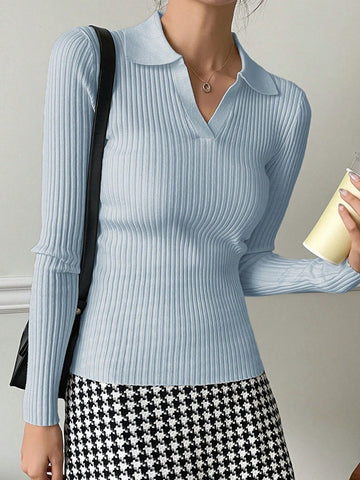 DAZY Solid Color Casual Business Style Turtleneck Fitted Sweater