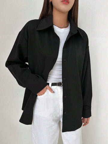 DAZY Simple Style Business Casual Solid Color Shirt