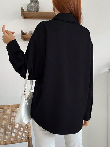 DAZY Simple Style Business Casual Solid Color Shirt