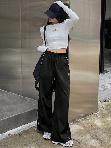 DAZY Women's Solid Color Simple Daily Pants With Bowknot Decoration