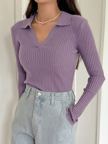 DAZY Women's Contrast Color Pullover Sweater