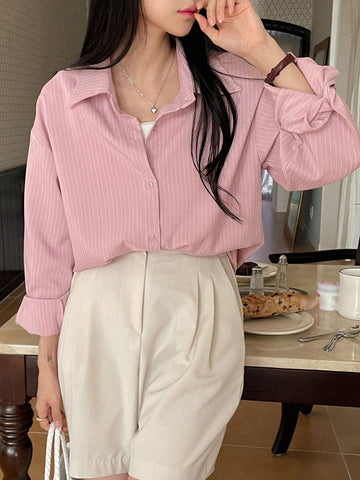 DAZY Simple Style Business Casual Solid Color Shirt