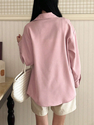 DAZY Simple Style Business Casual Solid Color Shirt