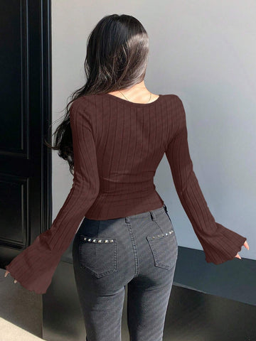 DAZY Cross Detail Long Sleeve T-Shirt