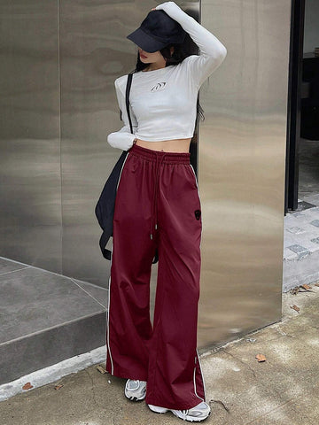 DAZY Women's Solid Color Simple Daily Pants With Bowknot Decoration