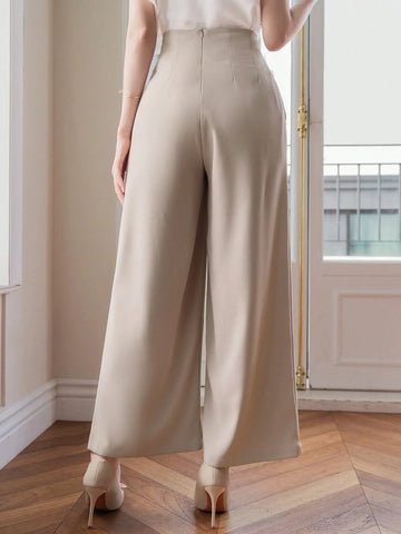 Women's Solid Color High Waist Simple Wide-Leg Pants