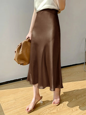 DAZY High Waist Solid A-line Skirt