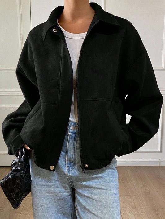 DAZY Loose Casual Brown Short Jacket Coat