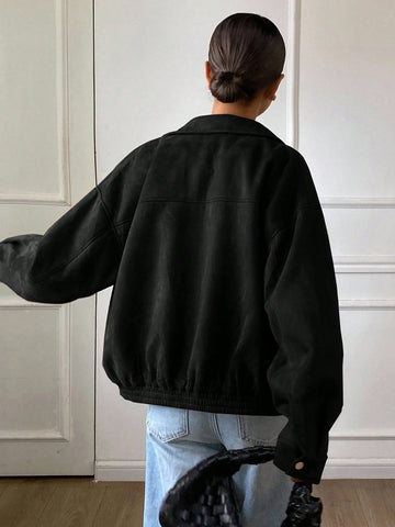 DAZY Loose Casual Brown Short Jacket Coat