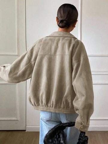 DAZY Loose Casual Brown Short Jacket Coat