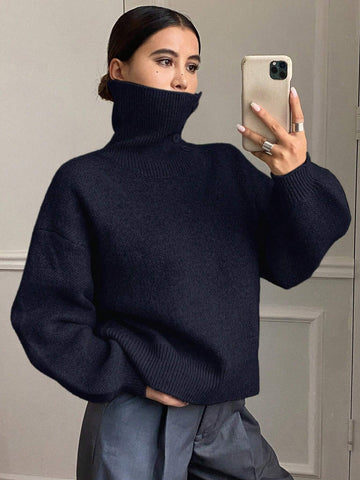 DAZY Women's Loose Casual Solid Color Sweater