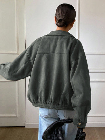 DAZY Loose Casual Brown Short Jacket Coat