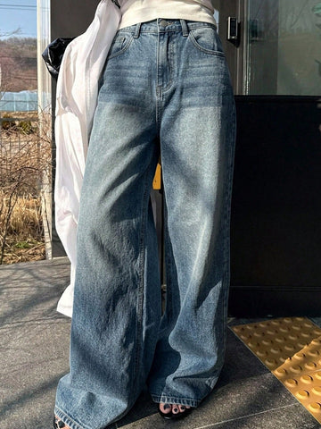 DAZY Loose High Waist Slimming Straight Leg Jeans