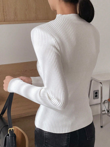 Women Casual Business Style Solid Color Slim Fit Sweater
