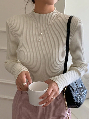 Women Casual Business Style Solid Color Slim Fit Sweater