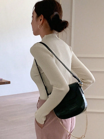 Women Casual Business Style Solid Color Slim Fit Sweater