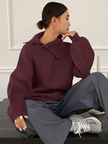 DAZY Women's Loose Casual Solid Color Sweater