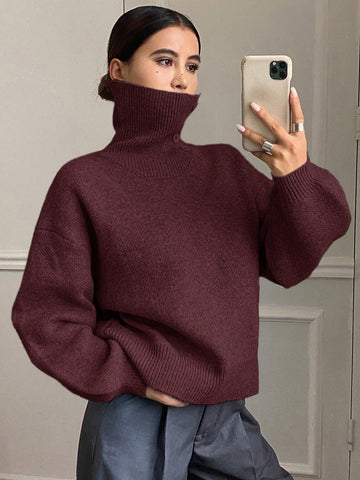 DAZY Women's Loose Casual Solid Color Sweater