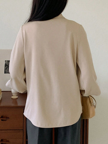 DAZY Women's Solid Color Long Sleeve Casual Business Shirt