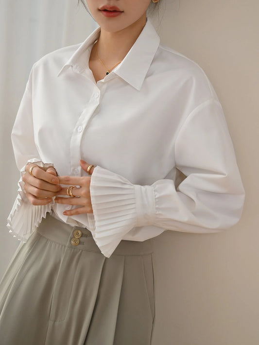DAZY Women's Plain Long Sleeve Business Casual Shirt
