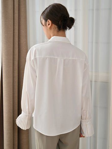 DAZY Women's Plain Long Sleeve Business Casual Shirt