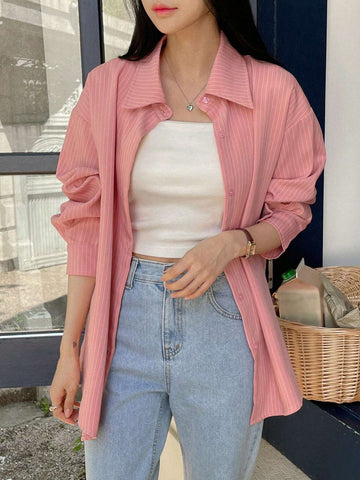 DAZY Simple Style Business Casual Solid Color Shirt