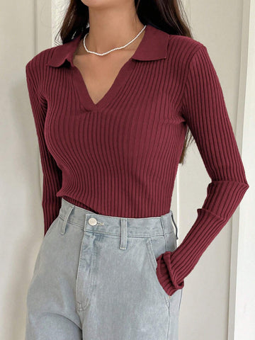 DAZY Solid Color Casual Business Style Turtleneck Fitted Sweater