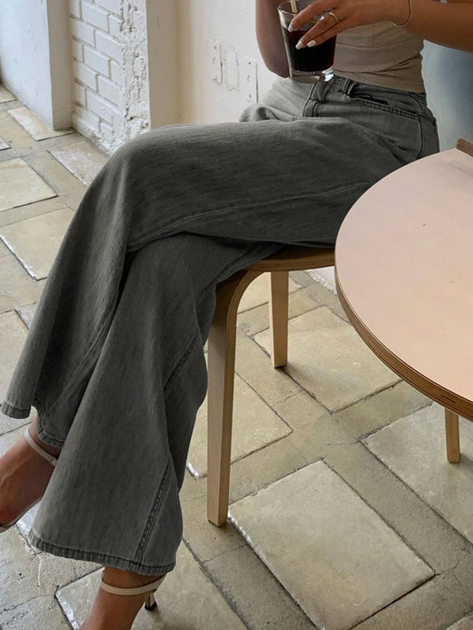 DAZY Solid Color Women's Loose Wide Leg Long Jeans