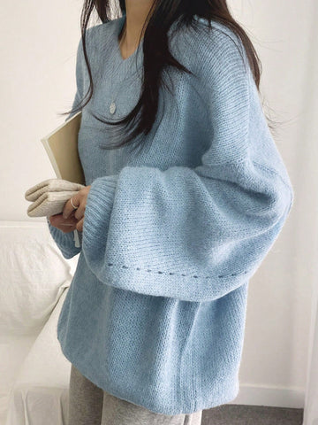 DAZY Solid Drop Shoulder Sweater