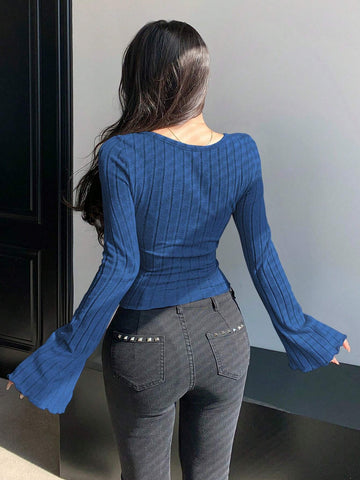 DAZY Cross Detail Long Sleeve T-Shirt