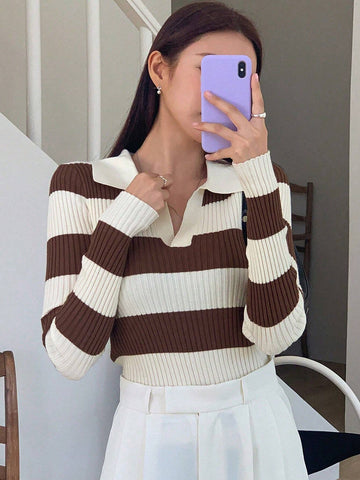 DAZY Women's Contrast Color Pullover Sweater