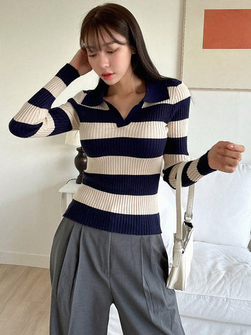 DAZY Women's Contrast Color Pullover Sweater