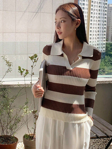 DAZY Women's Contrast Color Pullover Sweater