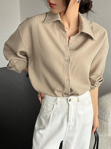 DAZY Simple Style Business Casual Solid Color Shirt