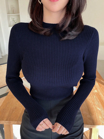 Women Casual Business Style Solid Color Slim Fit Sweater