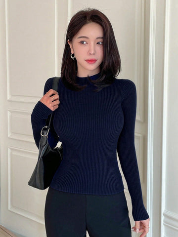 Women Casual Business Style Solid Color Slim Fit Sweater