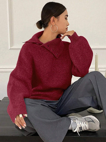 DAZY Women's Loose Casual Solid Color Sweater