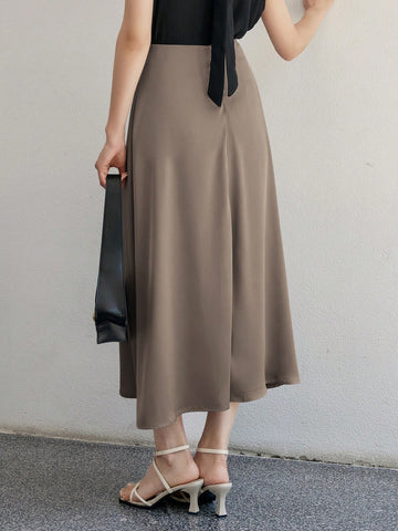 DAZY Women's Elegant Solid Color A-Line Skirt