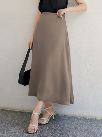 DAZY Women's Elegant Solid Color A-Line Skirt