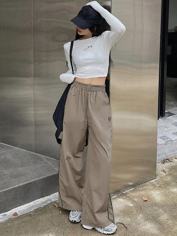 DAZY Women's Solid Color Simple Daily Pants With Bowknot Decoration