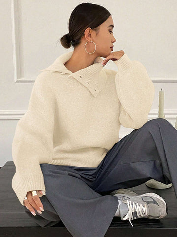 DAZY Women's Loose Casual Solid Color Sweater