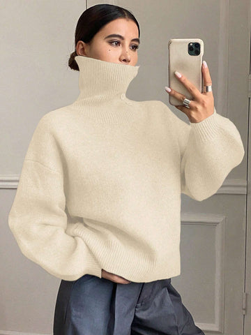 DAZY Women's Loose Casual Solid Color Sweater