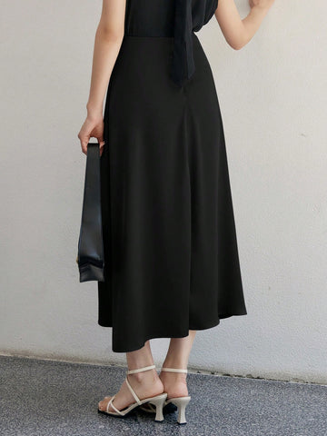 DAZY Women's Elegant Solid Color A-Line Skirt