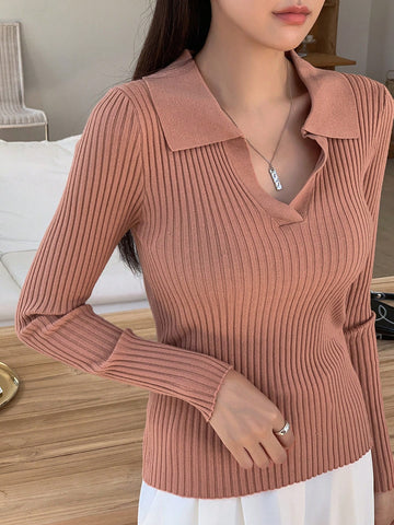 DAZY Solid Color Casual Business Style Turtleneck Fitted Sweater