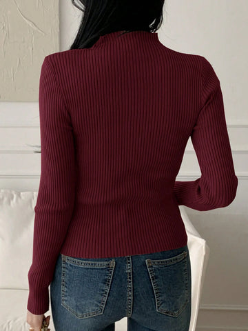 Women Casual Business Style Solid Color Slim Fit Sweater