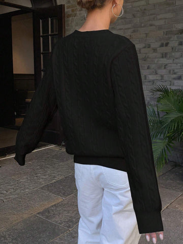 Loose Fit Embroidered Horse Design Sweater